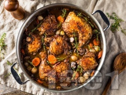 Coq au Vin – традиционна френска рецепта за пиле с бекон и вино - снимка на рецептата Coq au Vin – традиционна френска рецепта за пиле с бекон и вино - снимка на рецептата